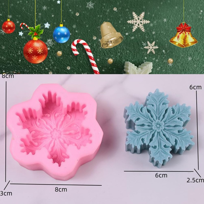 Christmas Silicone Snowflake Mold Candle Soap, DIY Aromatherapy Plaster Candle