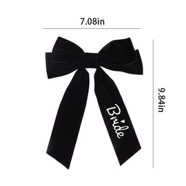 Bride Hair Accessory with Bow Hair Clips for Women Bridal Black Velvet Bowknot Hair Clip for Wedding Bachelorette Party Accessories for Bride Bridal Gifts for Bridal Shower Hair Barrette
