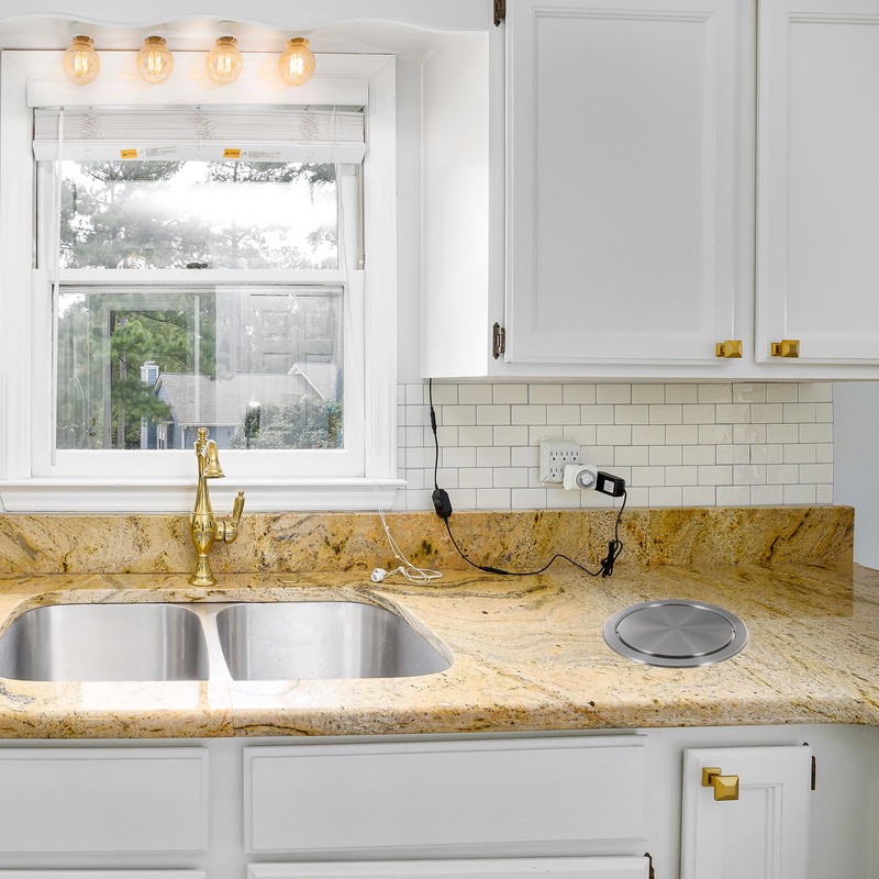 Simple Trash Grommet for Kitchen Countertop with Auto Cover, 8.2