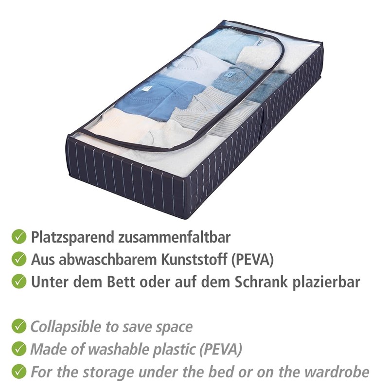 WENKO Unterbettkommode Comfort - Unterbett-Aufbewahrungstasche mit Sichtfenster, Polyethylen-Vinylacetat, 105 x