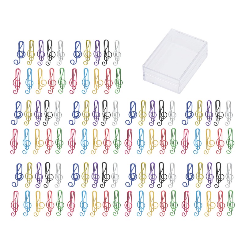 100Pcs Cute Note Paper Clips 10 Colors Metal Music Note