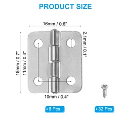 PATIKIL Small Butt Hinges 3/4 Inch, 8 Pack Mini Jewelry Box Hinge with Screw for Jewelry Wooden Boxes Cabinet Drawer Doors Gate, Silver