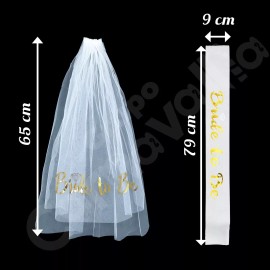 Grupo Carnavallia Kit Novia Despedida Soltera: Banda Y Velo Bride To Be Dorado