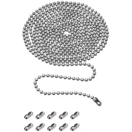 First blinds Beaded Pull Chain Extension with Connector, 10 Feet Beaded Roller Chain with 10 Matching Connectors (4.5 mm, Silver)