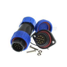 HangTon HE21 12 Pin Connector Power Automotive Industrial Aviation Waterproof Male Cable Plug Female Panel Socket (1 Set)