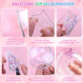 Charmofun 64 Piece Nano Tape Bubbles Set, Blowing Bubble Tape, DIY Nano Tape Craft Kit with 4 Nano, Magic Bubble Toy for Children, Party Favours Gifts