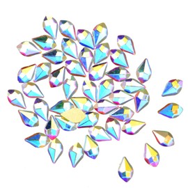 AD Beads Top Czech AB Crystal Multi-Shape Flatback Rhinestone Nail Art Decoration DIY (50 Pcs, 38. Flame 6x10mm)