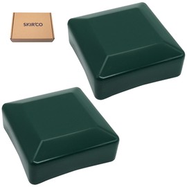 SKIR'CO (2 pcs) Fence Post Caps, Square 100 x 100 mm Green Plastic Caps for Fence Posts, Moss Green RAL 6005 Colour