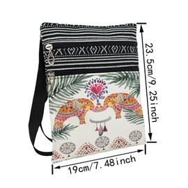 LiuenMgg Ethnic Style Elephant Messenger Bag Small Ethnic Pattern Printed Adjustable Strap Crossbody Zipper Bag Bohemian Phone Bag Wallet Cute Shoulder Handbag for Women -1