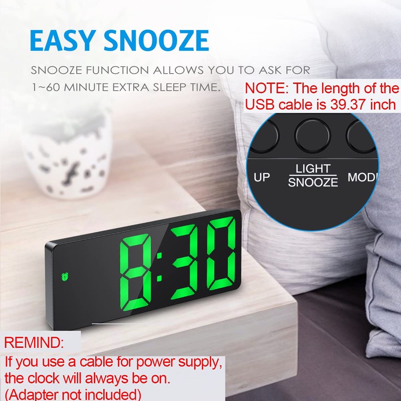 Upgraded Ankilo Digital LED Alarm Clock, Electronic Desktop Clock with
