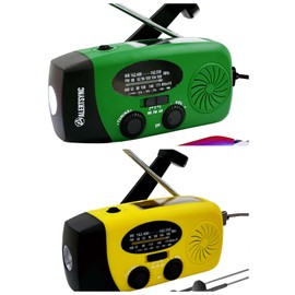 5000mAh Green/Yellow Emergency Crank Weather Radio, NOAA/FM/AM Solar Radios, Portable Survival Radio with SOS, Earphone Jack, 1W 4 Modes LED Flashlight, Cell Phone Charger for Camping Hiking