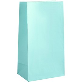 Party Favor Bag - 50 Pack Light Teal Tiffany Blue Food Grade Paper Lunch Gift Bags for 1st Birthday, Easter or Baby Shower - 5"x3"x9"