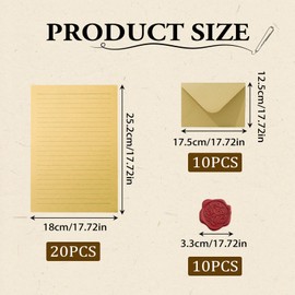 Vintage Writing Paper with Envelope, Set Vintage Writing with 10 Envelopes Retro 20 Love Letter Paper B5 and 10 Wax Seal Stickers Beautiful Writing Paper for Wedding Invitation Greeting Cards