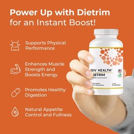 GIV HEALTH Dietrim - Advanced Food Noise, Natural Energy & Focus Dietary Supplement, 60 Capsules, Vegan, Non-GMO, Gluten-Free, Caffeine-Free, Made in USA - Edible