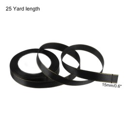 MECCANIXITY 5/8 Inch 25 Yard Wide Satin Ribbon with Gold Edges Border Grosgrain Fabric Ribbon for Gift Wrapping Wedding Bouquet, Black