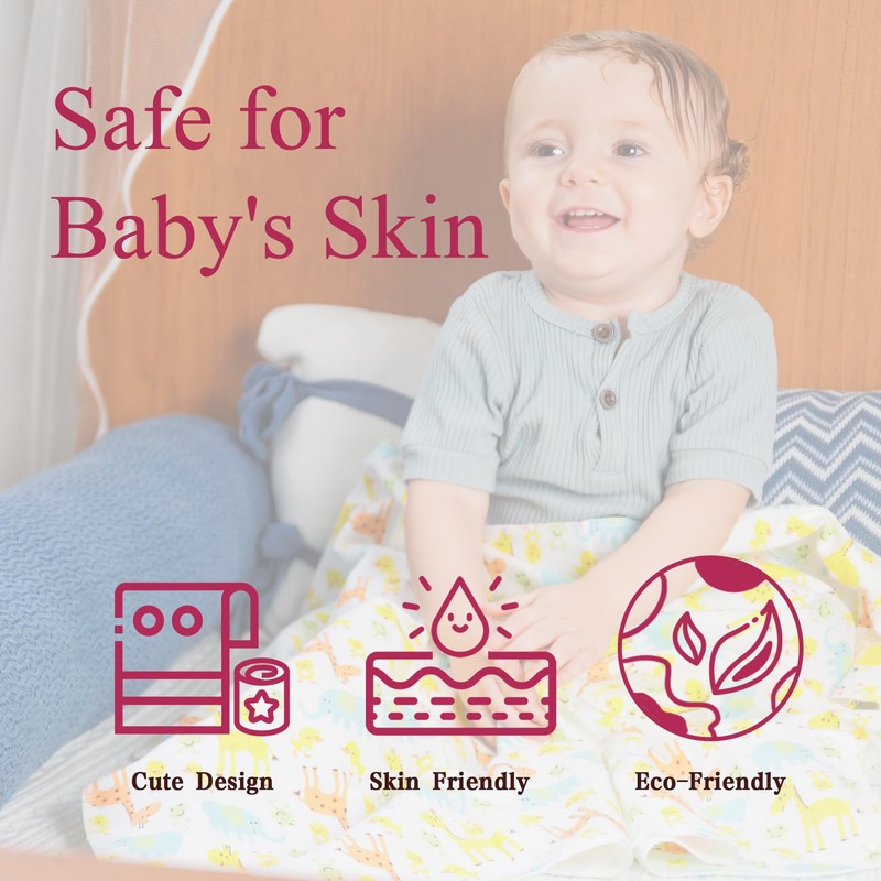 34 Pack Baby Receiving Blanket Set: 4 Flannel Cotton Blankets