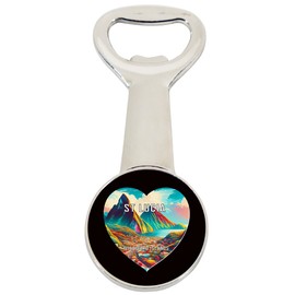 St Lucia Windward Islands Travel Souvenir Destination Heart Shape Design Magnetic Bottle Opener Single