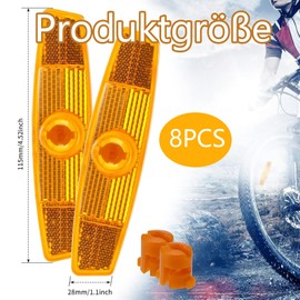 cuhostki Flex Clips Reflectors Bicycle, Pack of 8 Bicycle Reflectors, Spoke Reflectors, Cat's Eye Reflector, Bicycle Reflectors, Front Rear for Motorcycle, Mountain Bike, MTB Bicycle Children