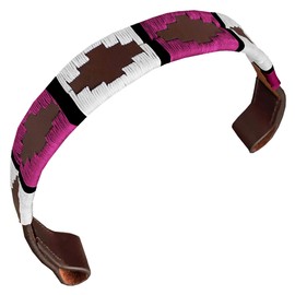 CARLOS DIAZ Designer Genuine Leather Waxed Embroidered Gaucho Polo Horse Bridle Headband (Small Horse 15 Inches)