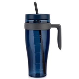 Hydraful 50 oz Tritan Plastic Tumbler with Lid and Straw and Handle - 100% Leak-Proof - Perfect for Iced Coffee, Smoothies, and Juice - Wide Mouth Reusable Water Bottle with Time Marker