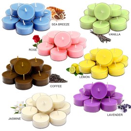 DEYBBY SoyWax Scented Tealight, 12 Pack Natural Fragrance Long Lasting Clear Cup Aromatherapy Candle Set, Smokeless& Long Lasting|for Gfit, Anniversary, Resturant|Ocean Breeze