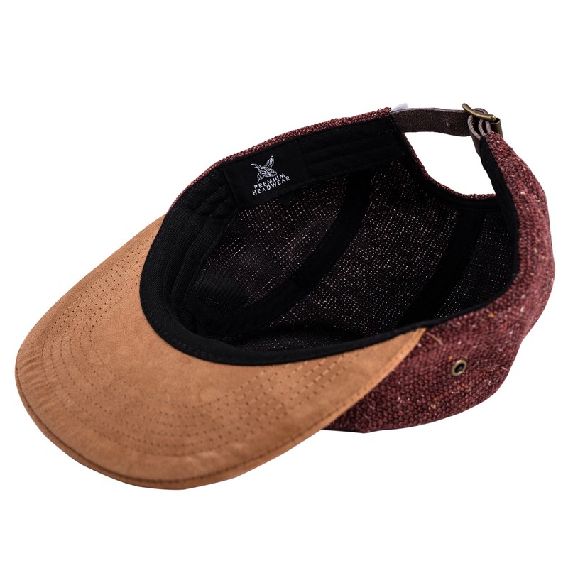 Blackskies Obsidian 5-Panel Cap, Black and Burgundy, Wool Visor, Unisex