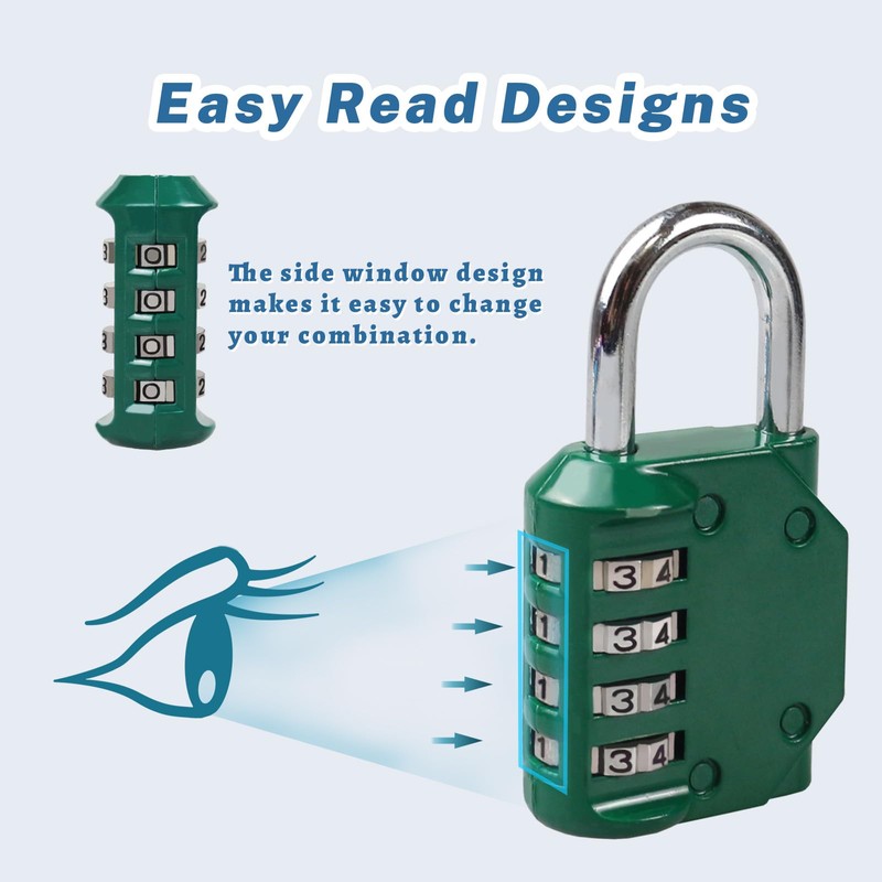 RESET-060 4 Digit Combination Padlock, Outdoor Lock, Indoor Padlock, Ideal