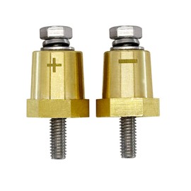 Ampper M6 Thread Brass Battery Terminal Charging Posts, Battery Post Adapter (+/-) with Solid M6 Bolts as Male Posts Direct to Battery, Pack of 2