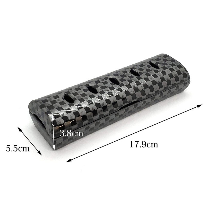 Lacquer Pludaku Ichimatsu/Black [Mino Ware] Horizontal Tube Incense Burner [Incense
