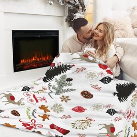 Luxury Plush Christmas Blanket Snowflake Xmas Tree Christmas Throw Blanket for Couch Lightweight Soft and Warm Throws Blankets for Sofa Bed Living Room in Fall Winter 50"x40"