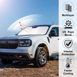 Windshield Sun Shade Compatible with 2022 2023 2024 2025 2026 Ford Maverick Hybrid XL XLT Lariat Truck Accessories Protect Car from Sun Rays & Heat Damage