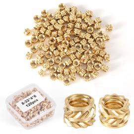 120pcs Threaded Insert, 8-32 x 4 x 6mm 3D Printing Brass Nuts Knurled Brass Nuts Female Thread Knurled Heat Embedment Nut for 3D Printing Parts Loptop Automotive Plastic Shell