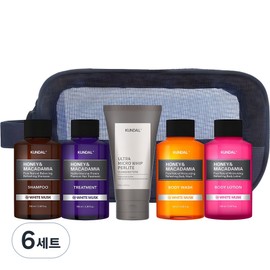 Kundal Travel 5 Piece Set B Type Cleansing Foam Included White Musk Fragrance, 6 Sets / 쿤달 여행용 5종 세트 B타입 클렌징폼 포함 화이트머스크향, 6세트