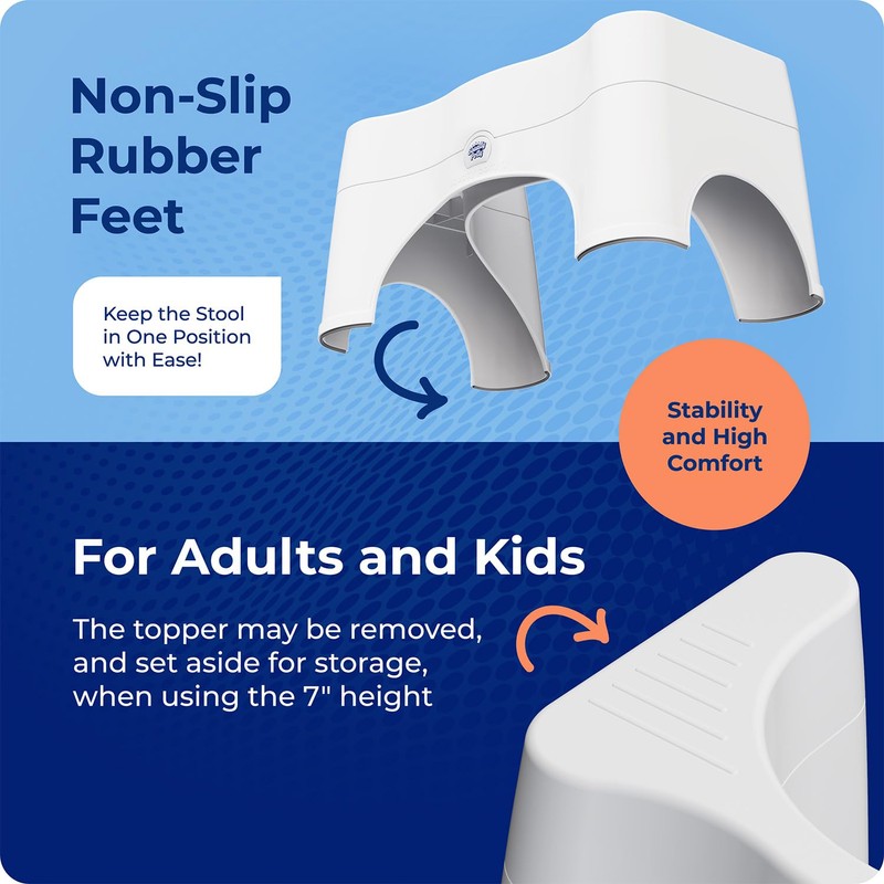 Squatty Potty Adjustable 2.0 Bathroom Toilet Stool 7 inch &
