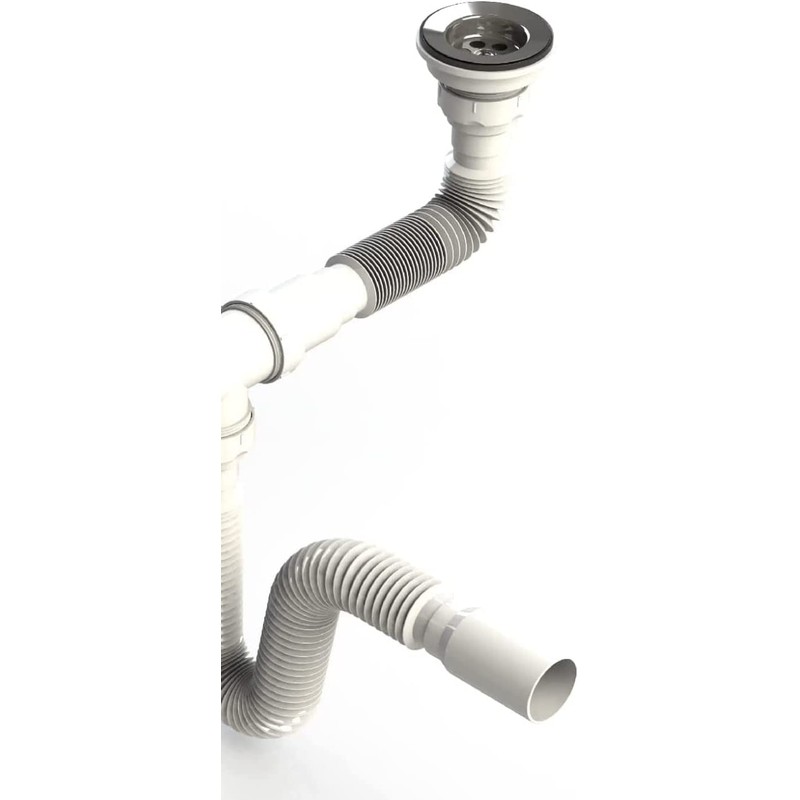 UZMAN Double Siphon, with Flexible Hose, Double Connection, Sink, Kitchen