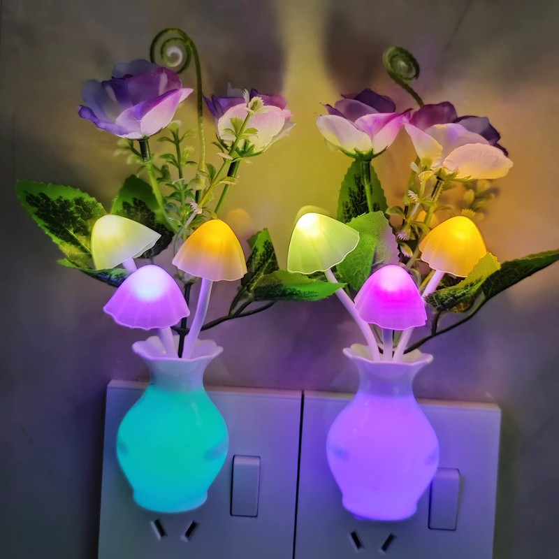 AUSAYE 4 Pack Plug in LED Night Light Sensor Rose