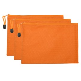 PATIKIL Waterproof Zipper File Bags, 3 Pack A5 Document Holders Pencil Pouch for Office, Orange