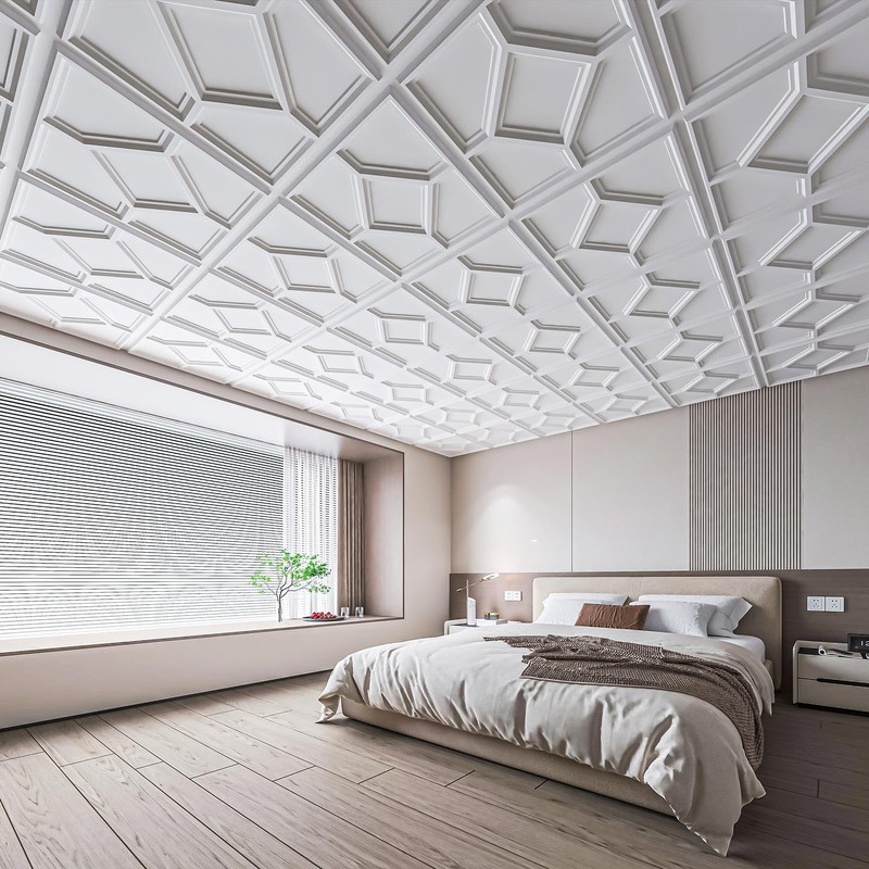 WOWSTAR 12-Pack 24"x24" Drop Ceiling Tiles, 3D Decorative Glue Up
