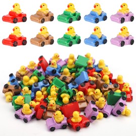 50pcs Garden Tiny Ducks Bulk, Multi-Colour Resin Miniature Duck Figures Little Cute Mini Resin Ducks Car Funny Small Rubber Ducks Toy Duck in a Car Decoration for Aquarium Dollhouse Home Office
