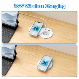 Pindus Presa da incasso con USB-C PD 30 W e ricarica Qi da 15 W, diametro 80 mm