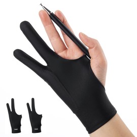 Kanoki Two Finger Gloves, 2 Pieces, Pen Tablet Gloves, 3.1 x 8.1 inches (8 x 20.5 cm), Drawing Gloves, Ambidextrous Use, Pen Tablet Gloves, Anti-Malfunction, Anti-Fouling, Breathable, Two-Finger Gloves, Ultra Lightweight, Comfortable, Lycra Fiber, Gloves