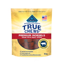 Blue Buffalo True Chews Premium Morsels Dog Treats, Made in The USA with Natural Ingredients, Steak, 10-oz. Bag