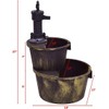 Squareful 2-Tier Outdoor Water Fountain, Rustic Patio Decor w/Hand Pump,