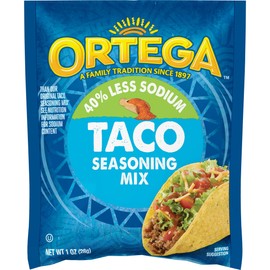 Ortega Seasoning Mix, 40% Less Sodium Taco Seasoning, 1 Ounce (Pack of 12)