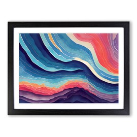 Watercolour Soundwave Art Vol.6 Abstract H1022 Framed Print for Living Room Bedroom Home Office Décor, Wall Art Picture Ready to Hang, Black A4 Frame (34 x 25 cm)