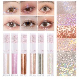 SUSIKEKI Delineador de Ojos Con Purpurina Líquida, 6 Piezas, Maquillaje Coreano, Sombra de Ojos Brillante, Maquillaje de Ojos Brillantes, Set de...   