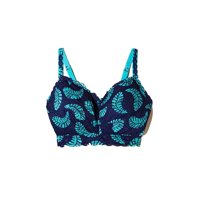 Cosabella Womens Say Never Printed Ultra Curvy Sweetie Bralette, Leaf/Bright