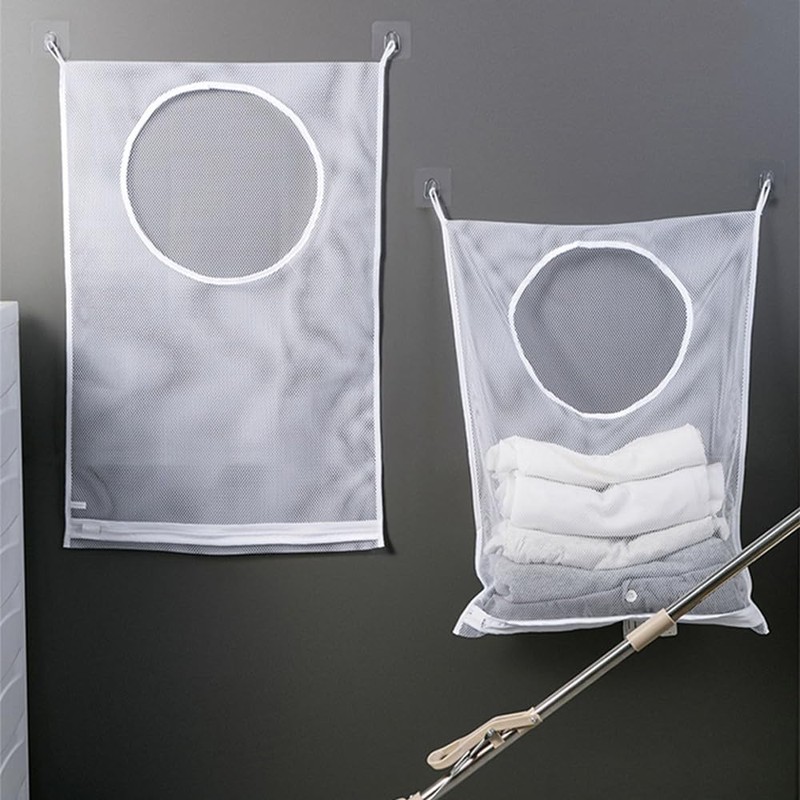 2 Pack Portable Laundry Bag,Hanging Laundry Hamper Bag, Mesh Laundry