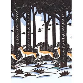 Museums & Galleries V&A Pack of 8 Artistic Christmas Cards with Lovely Design of Deer Running Through Forest - 8 Cards of 1 Attractive Design, Multicolor, 130mm x 178mm x 13mm