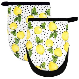 Popular Bath Lemon DOTS Style 2 Pieces NEOP Mini Oven MITT, Multi Color